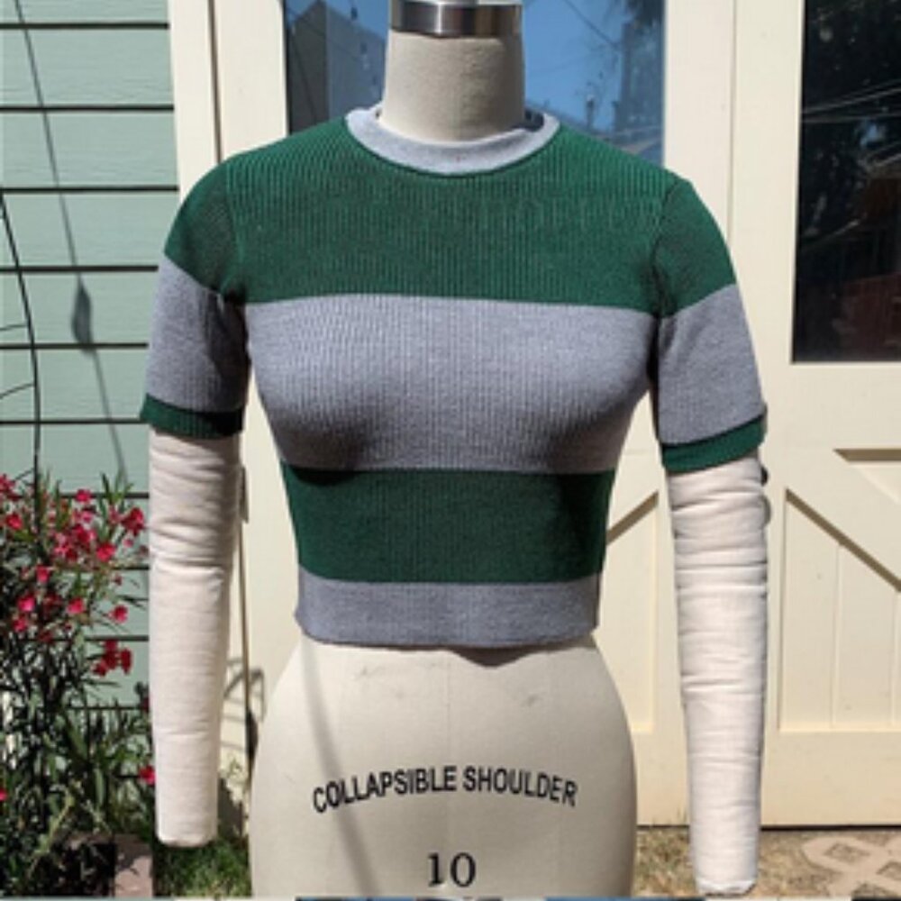 Elhoffer Design Ambition House Green and Grey Crop Top Harry Potter Slytherin XL